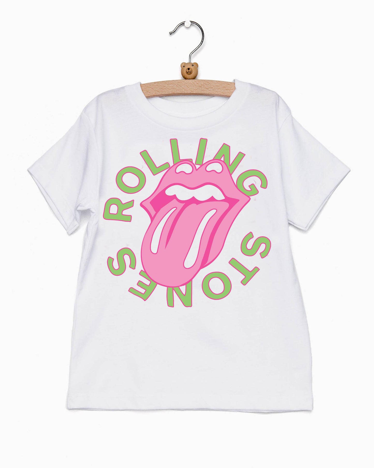 Children's Rolling Stones Neon Puff Classic Lick White Tee
