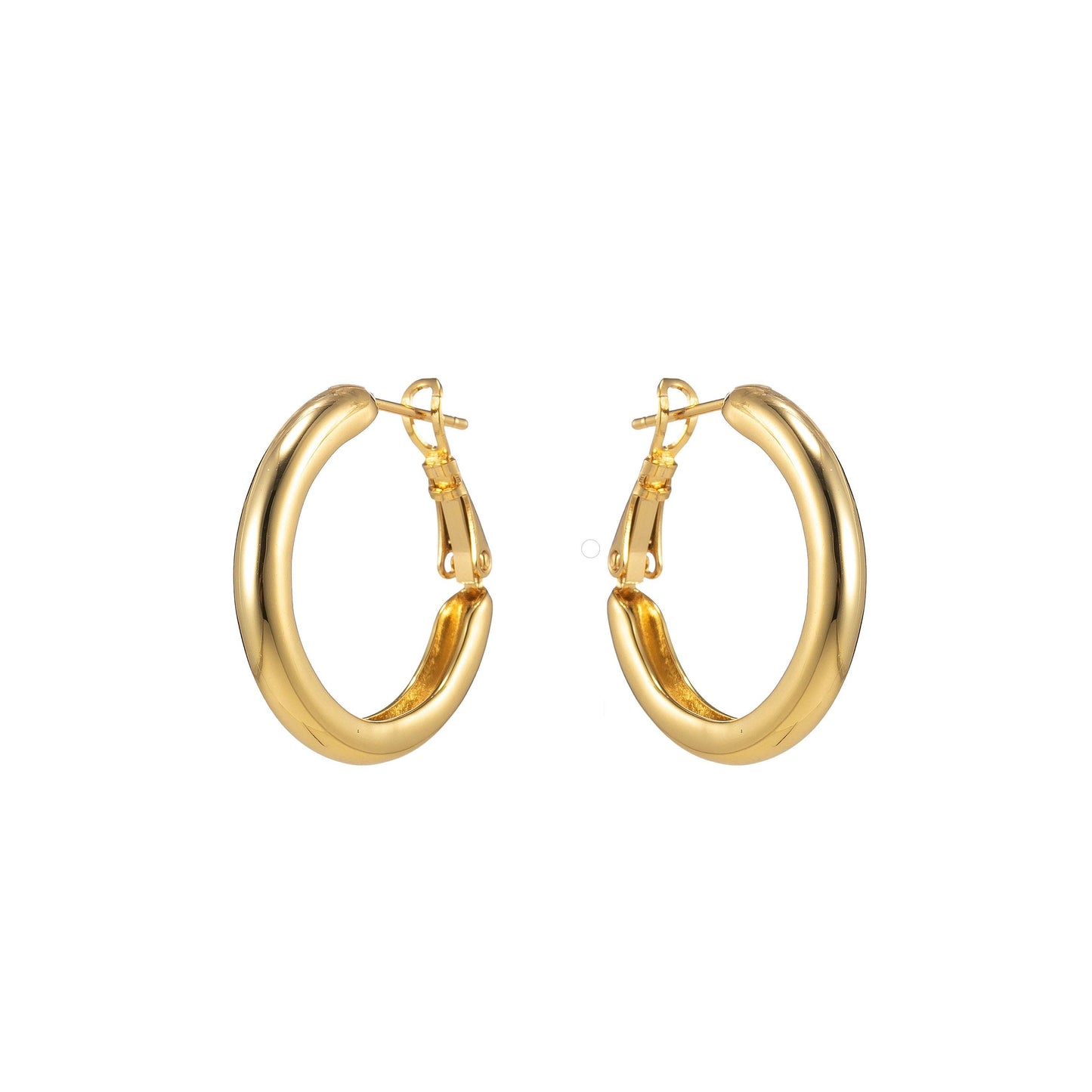Chunky Gold Hoop Earrings Hypoallergenic 24k Gold Filled Simple Minimalistic Hoops  P186