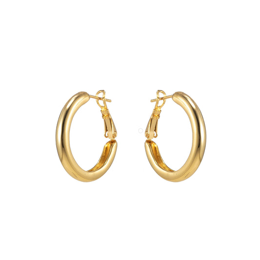 Chunky Gold Hoop Earrings Hypoallergenic 24k Gold Filled Simple Minimalistic Hoops  P186