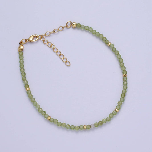 Dainty Green Aventurine / Prehnite Bead Bracelet Handmade