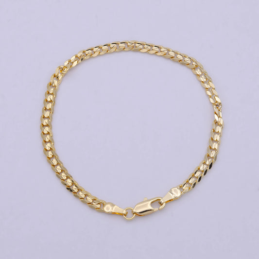 18k Gold Filled Cuban Link Chain Bracelet 6 inch / 7 inch