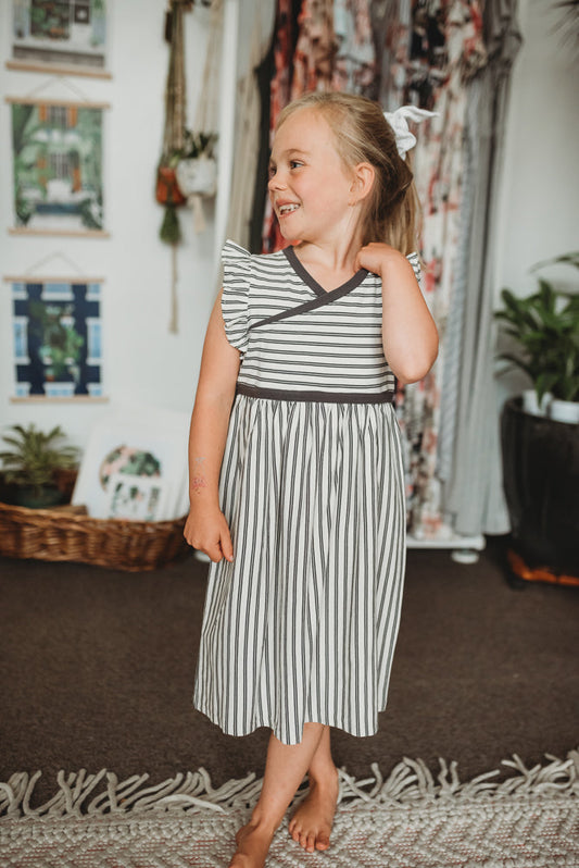 Cotton Jersey Ruffle Stripe Dress