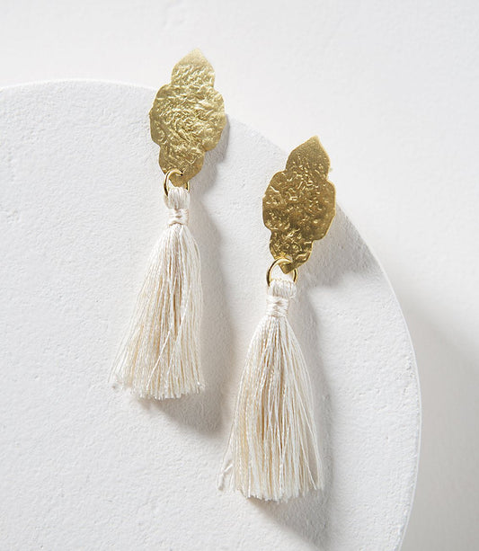 Nihira Ashram Window Earring - Gold Tassel